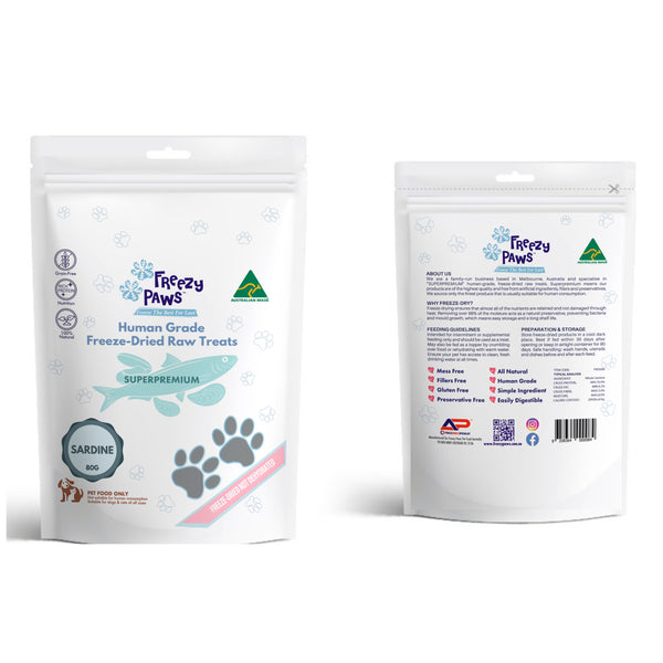 FreezyPaws Superpremium Human Grade Freeze-Dried Sardine Raw Treats 80g