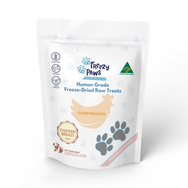 FreezyPaws Superpremium Human Grade Freeze-Dried Chicken Breast Raw Treats 100g