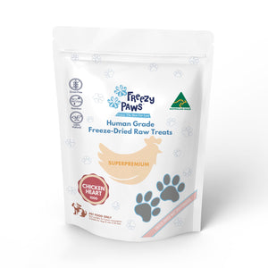 FreezyPaws Superpremium Human Grade Freeze-Dried Chicken Heart Raw Treats 100g