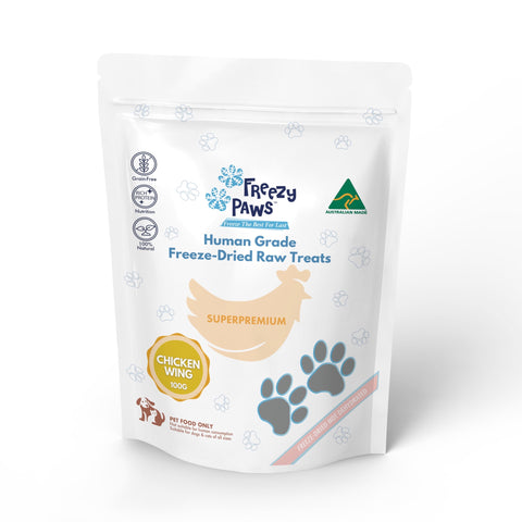 Freezy Paws Human Grade Freeze-Dried Raw Chicken Wing Treats 100g