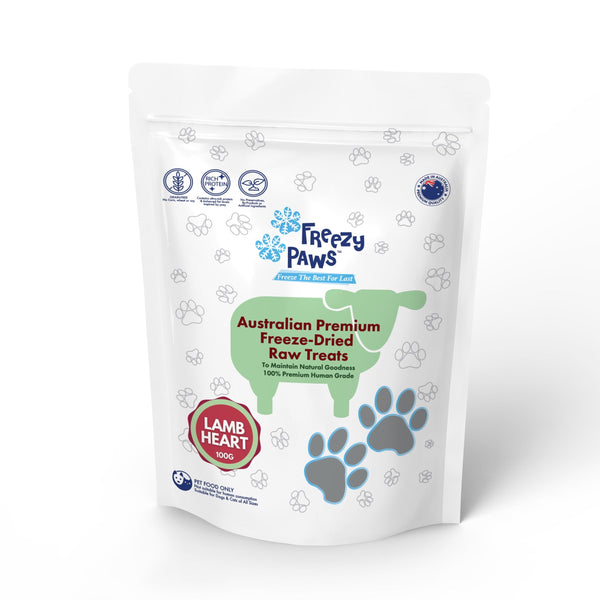 FreezyPaws Superpremium Human Grade Freeze-Dried Lamb Heart Raw Treats 100g