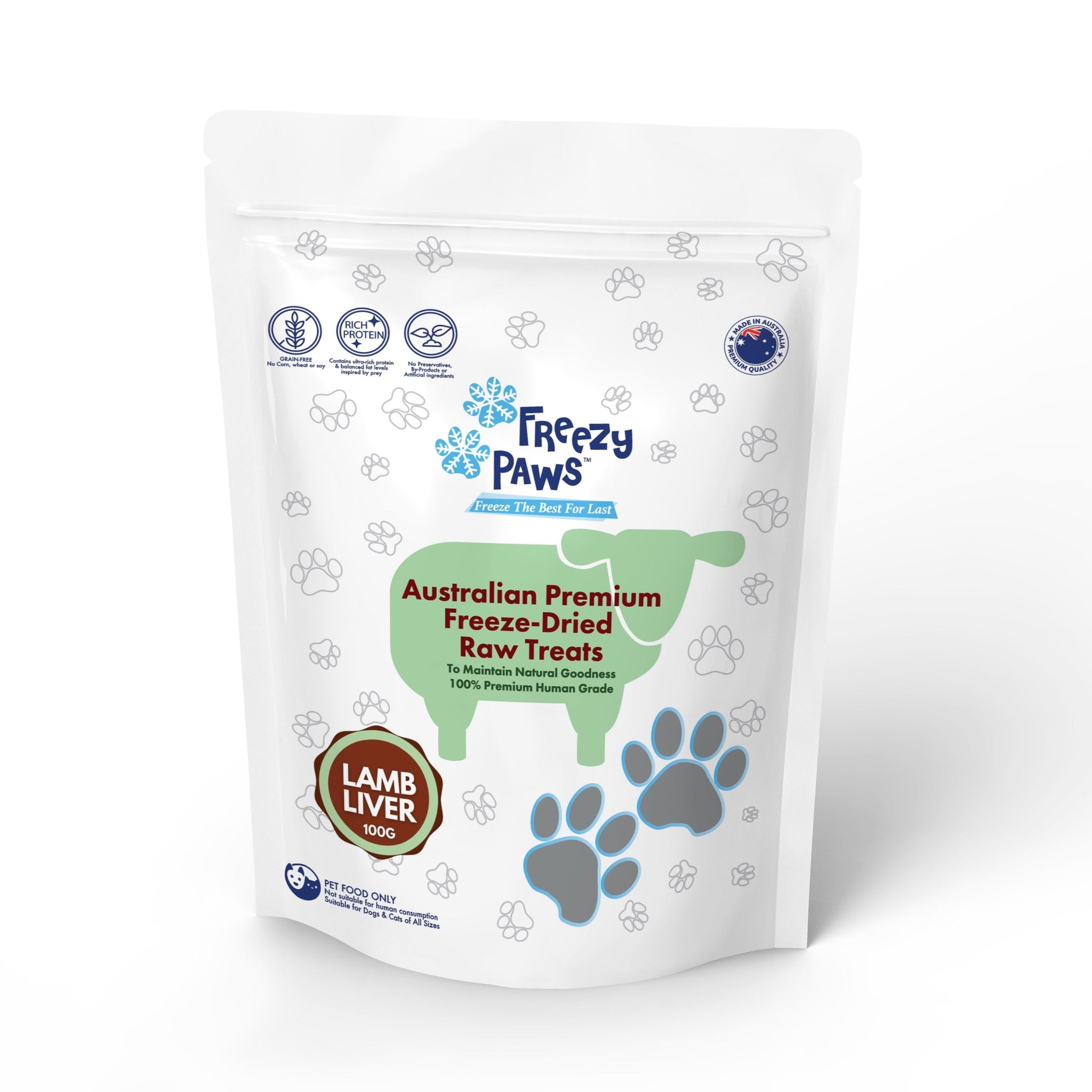 FreezyPaws Superpremium Human Grade Freeze-Dried Lamb Liver Raw Treats 100g