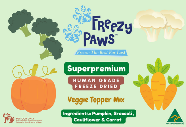 FreezyPaws Superpremium Human Grade Veggie Topper Mix 30g (Pumpkin, Cauliflower, Broccoli & Carrot)