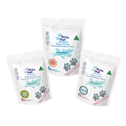 Seafood Combo - Superpremium Human Grade Freeze-Dried Raw Treats  (Salmon Fillet, Green Lipped Mussels & Sardine)