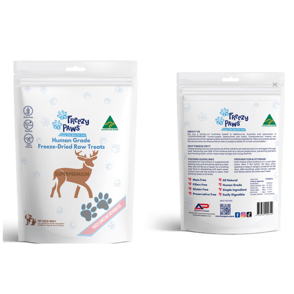 Freezy Paws Human Grade Freeze-Dried Raw Venison Steak Treats 70g