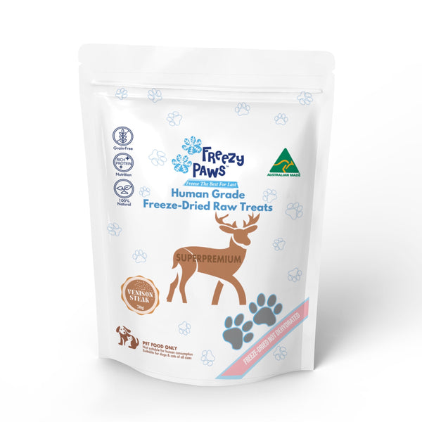 Freezy Paws Superpremium Human Grade Freeze-Dried Venison Steak Raw Treats 70 grams